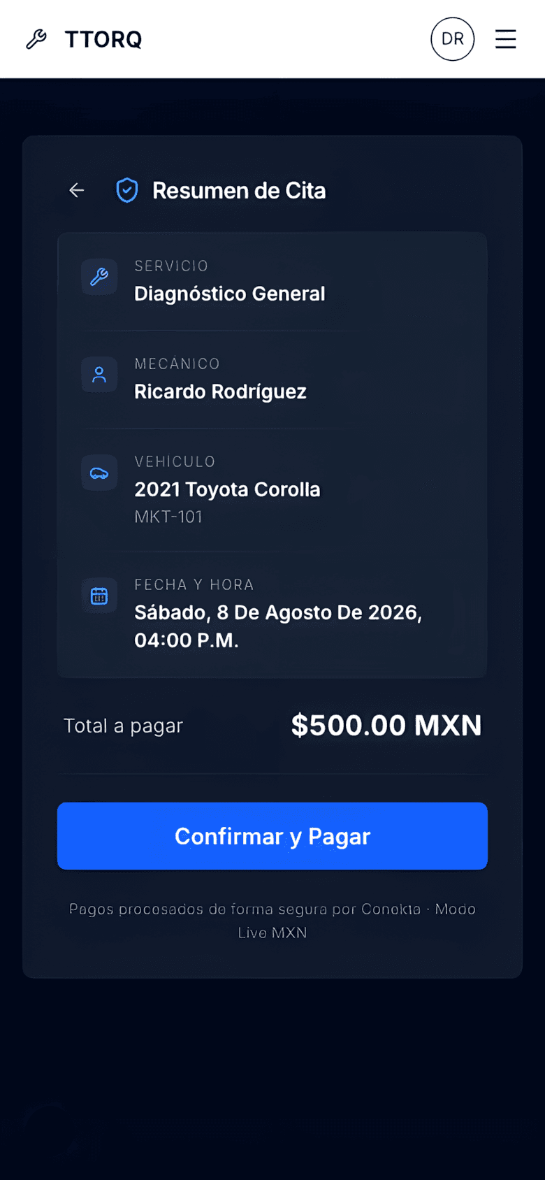 Resumen de servicio en TTORQ
